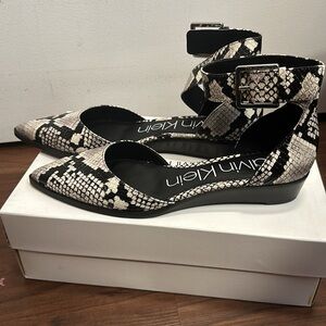 Calvin Klein “Tamina” Mamba Snake Print Sandals